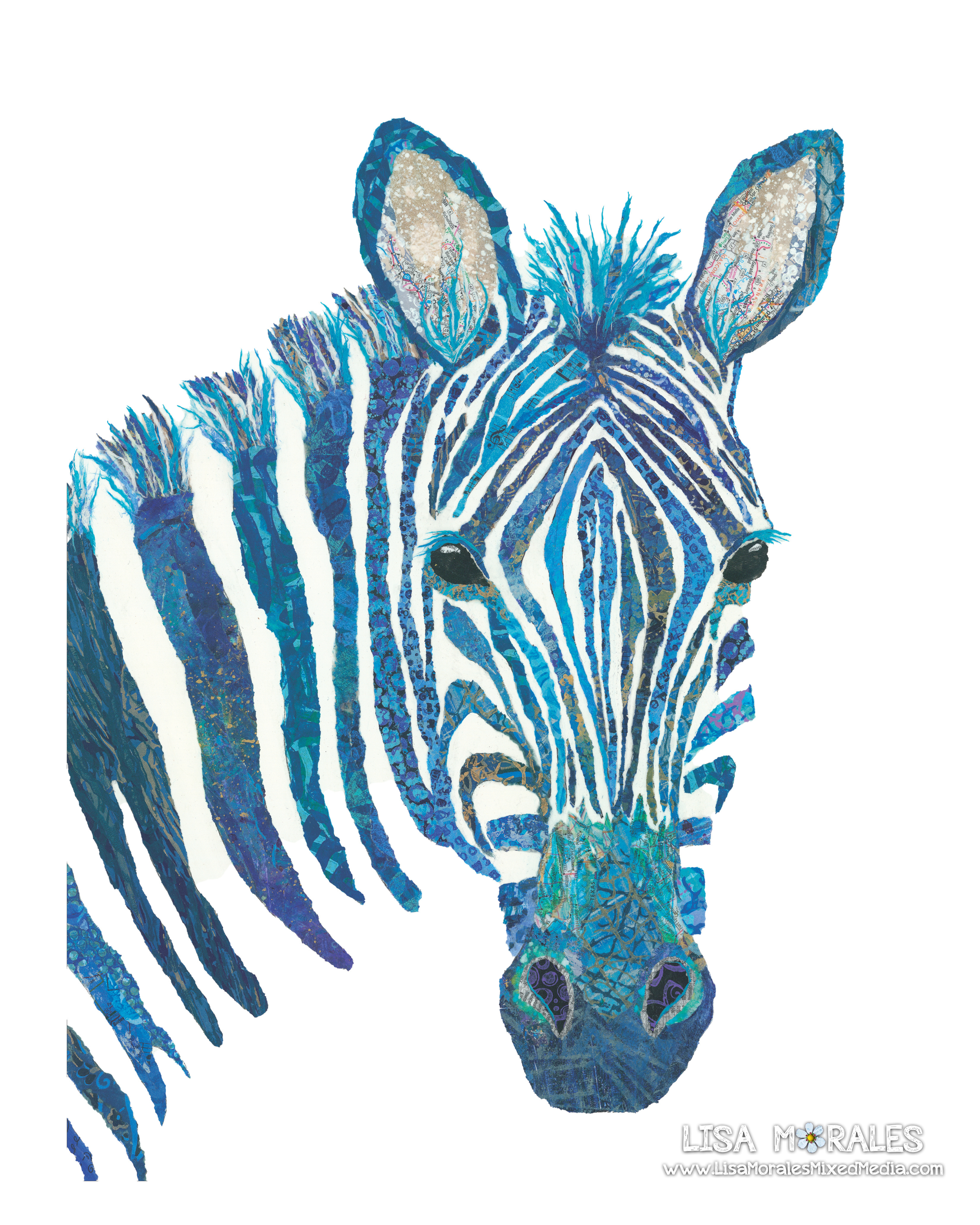Blue Zebra — Lisa Morales Mixed Media